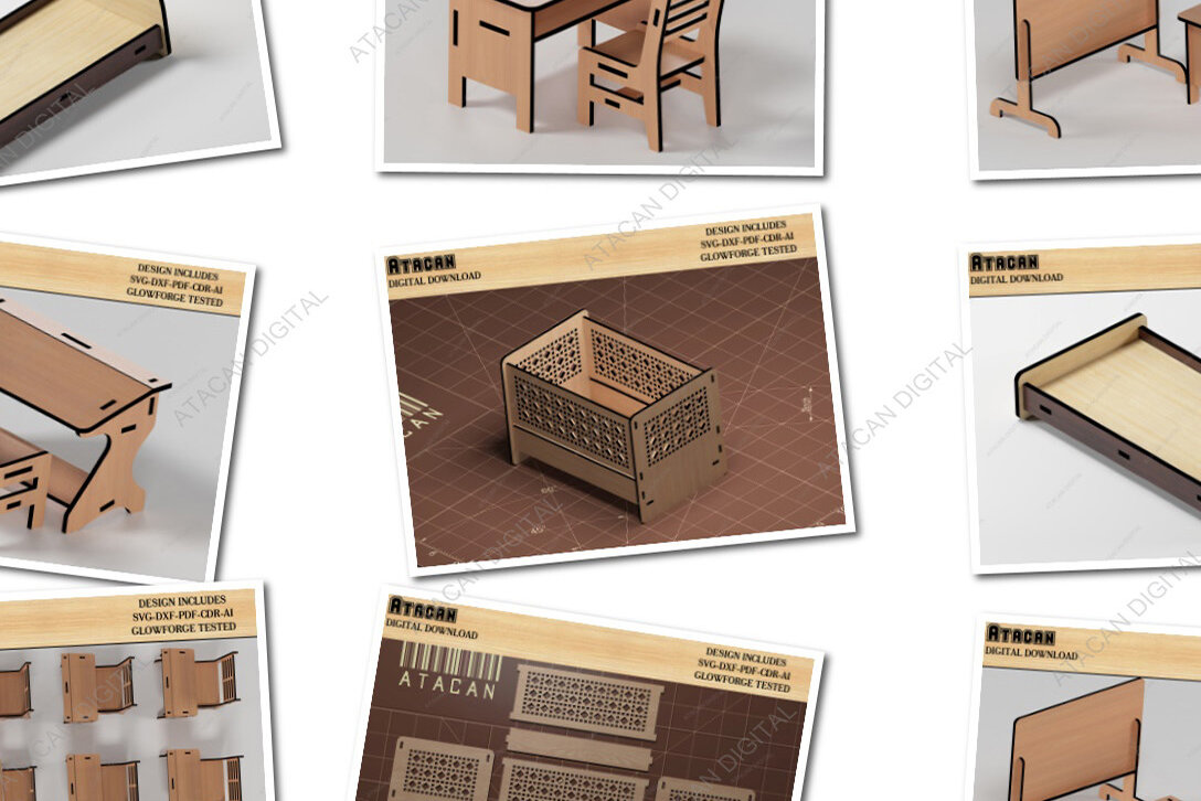 Intra απο ξύλο plywood  Χρώμα wenge 3mm-4mm πάχος - Σετ κουκλόσπιτο Κρεβάτι βρεφικής κούνιας, σχολικό γραφείο Δίασταση 30x20 cm INTRAFABR-73300479