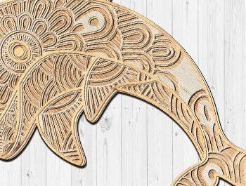 Intra απο ξύλο plywood  Χρώμα wenge 3mm-4mm πάχος - Dolphin Fish . Δίασταση 30x30 cm INTRAFABR-73313034 - Image 3