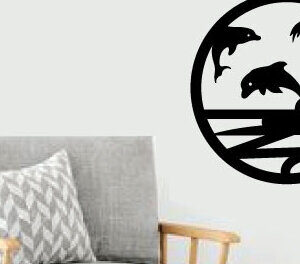 Intra απο ξύλο plywood  Χρώμα wenge 3mm-4mm πάχος - Dolphin Laser Beach Scene Metal Art Δίασταση 40x50 cm INTRAFABR-73314805