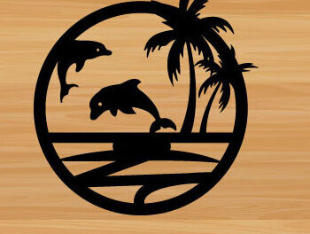 Intra απο ξύλο plywood  Χρώμα wenge 3mm-4mm πάχος - Dolphin Laser Beach Scene Metal Art Δίασταση 40x50 cm INTRAFABR-73314805 - Image 2