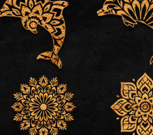 Intra απο ξύλο plywood  Χρώμα wenge 3mm-4mm πάχος - Dolphin Mandala Silhouette Δίασταση 30x30 cm INTRAFABR-73315952