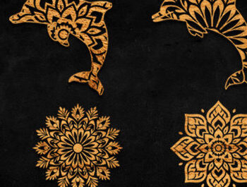 Intra απο ξύλο plywood  Χρώμα wenge 3mm-4mm πάχος - Dolphin Mandala Silhouette Δίασταση 30x30 cm INTRAFABR-73315952 - Image 1