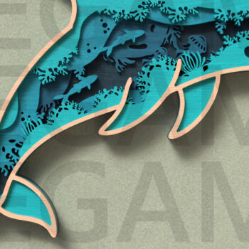 Intra απο ξύλο plywood  Χρώμα wenge 3mm-4mm πάχος - Dolphin Ocean Scene - Layered Δίασταση 30x20 cm INTRAFABR-109605921 - Image 1