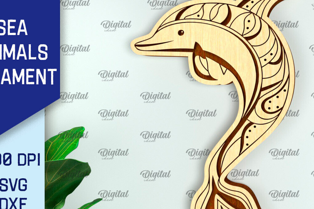 Intra απο ξύλο plywood  Χρώμα wenge 3mm-4mm πάχος - Στολίδι Dolphin Δίασταση 6x6 cm INTRAFABR-109540542