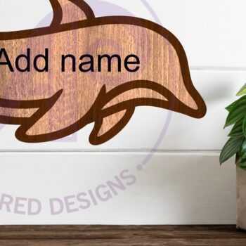 Intra απο ξύλο plywood  Χρώμα wenge 3mm-4mm πάχος - Δελφίνι περίγραμμα δύο επιπέδων όνομα Δίασταση 30x20 cm INTRAFABR-117186498 - Image 2