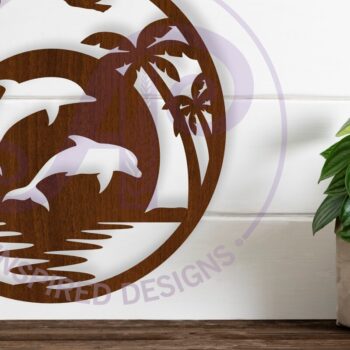 Intra απο ξύλο plywood  Χρώμα wenge 3mm-4mm πάχος - Dolphin Silhouette Wall Laser Δίασταση 40x50 cm INTRAFABR-71895657 - Image 1