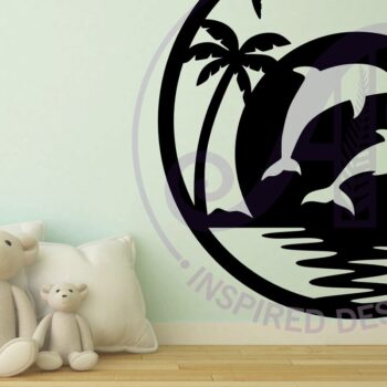 Intra απο ξύλο plywood  Χρώμα wenge 3mm-4mm πάχος - Dolphin Silhouette Wall Laser Δίασταση 40x50 cm INTRAFABR-71895657 - Image 2