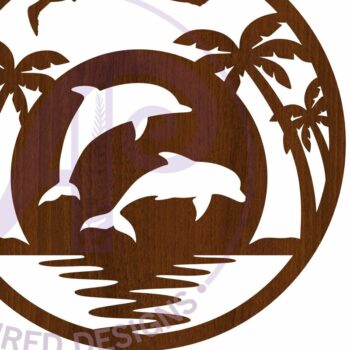 Intra απο ξύλο plywood  Χρώμα wenge 3mm-4mm πάχος - Dolphin Silhouette Wall Laser Δίασταση 40x50 cm INTRAFABR-71895657 - Image 3