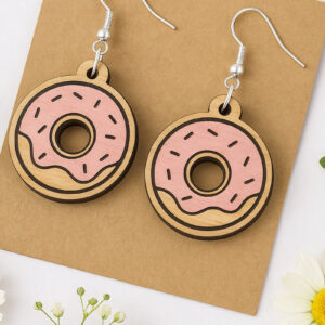 Intra απο ξύλο plywood  Χρώμα wenge 3mm-4mm πάχος - Σκουλαρίκια ντόνατ Cut Files Δίασταση 3x3 cm INTRAFABR-121637322