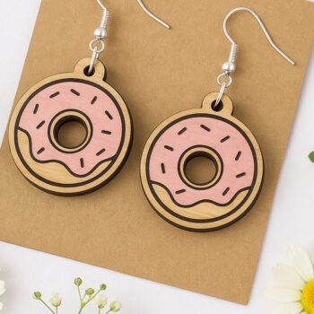 Intra απο ξύλο plywood Χρώμα wenge 3mm-4mm πάχος - Σκουλαρίκια ντόνατ Cut Files Δίασταση 3x3 cm INTRAFABR-121637322 - Image 1