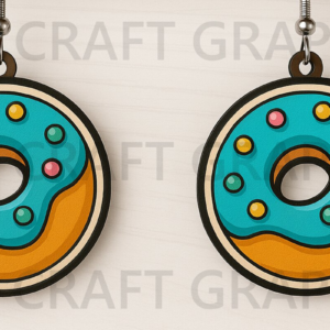 Intra απο ξύλο plywood  Χρώμα wenge 3mm-4mm πάχος - Σκουλαρίκια με ντόνατ Cute Summer Δίασταση 3x3 cm INTRAFABR-37887491