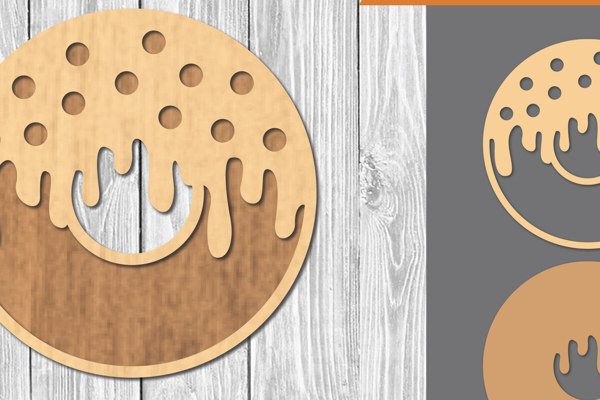 Intra απο ξύλο plywood  Χρώμα wenge 3mm-4mm πάχος - Διακόσμηση κοπής με λέιζερ ντόνατ 1 Δίασταση 20x20 cm INTRAFABR-119833477