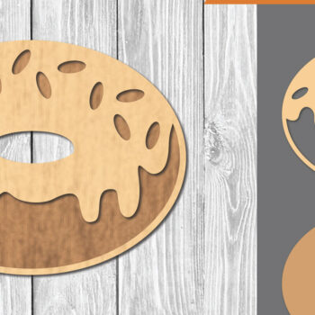 Intra απο ξύλο plywood  Χρώμα wenge 3mm-4mm πάχος - Διακόσμηση κοπής με λέιζερ ντόνατ 2 Δίασταση 20x20 cm INTRAFABR-119833491 - Image 1