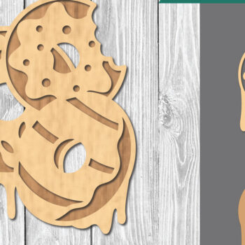 Intra απο ξύλο plywood  Χρώμα wenge 3mm-4mm πάχος - Διακόσμηση κοπής με λέιζερ ντόνατ 3 Δίασταση 20x20 cm INTRAFABR-119833510 - Image 1