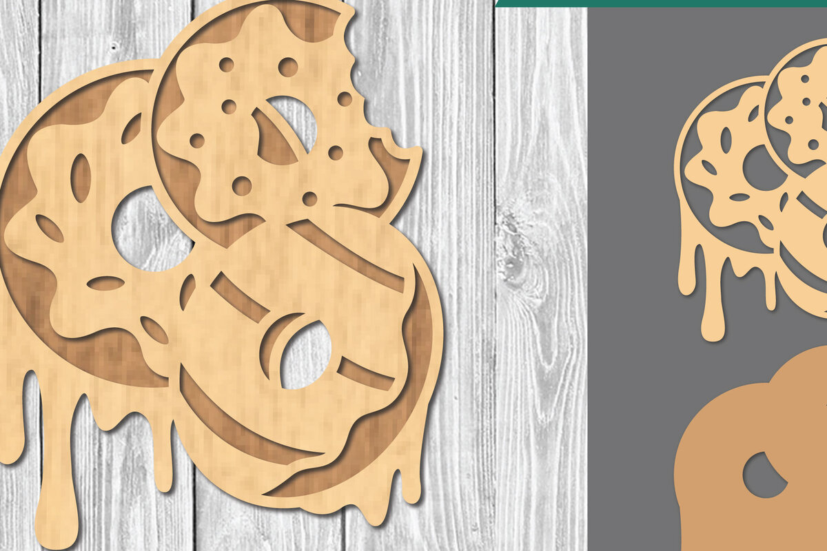 Intra απο ξύλο plywood  Χρώμα wenge 3mm-4mm πάχος - Διακόσμηση κοπής με λέιζερ ντόνατ 3 Δίασταση 20x20 cm INTRAFABR-119833510