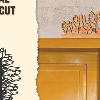 Intra απο ξύλο plywood  Χρώμα wenge 3mm-4mm πάχος - Γωνιακή πόρτας Floral Lasercut Δίασταση 20x20 cm INTRAFABR-79206117 - Image 1