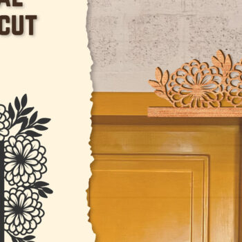 Intra απο ξύλο plywood  Χρώμα wenge 3mm-4mm πάχος - Γωνιακή πόρτας Floral Lasercut Δίασταση 20x20 cm INTRAFABR-99394286 - Image 1