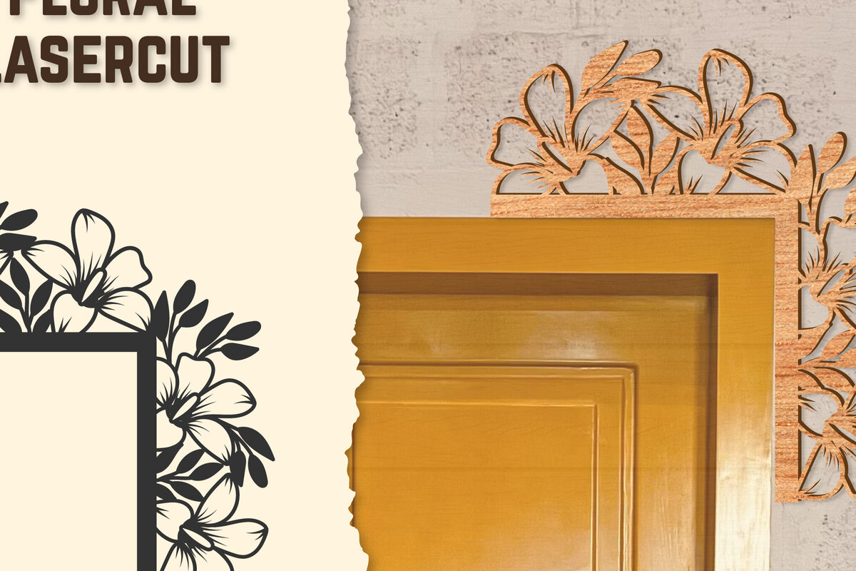 Intra απο ξύλο plywood  Χρώμα wenge 3mm-4mm πάχος - Γωνιακή πόρτας Floral Lasercut Δίασταση 20x20 cm INTRAFABR-100454273