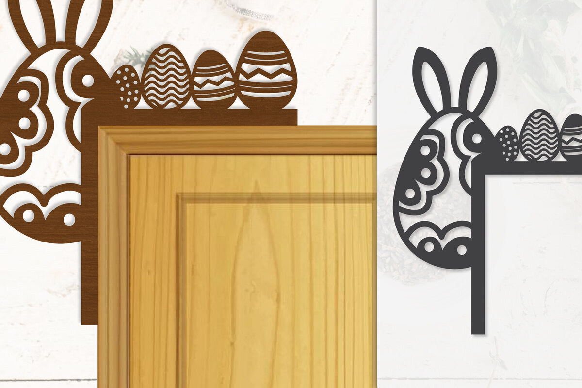 Intra απο ξύλο plywood  Χρώμα wenge 3mm-4mm πάχος - Γωνία πόρτας Καλό Πασχαλινό Αυγό Lasercut Δίασταση 20x20 cm INTRAFABR-100454301