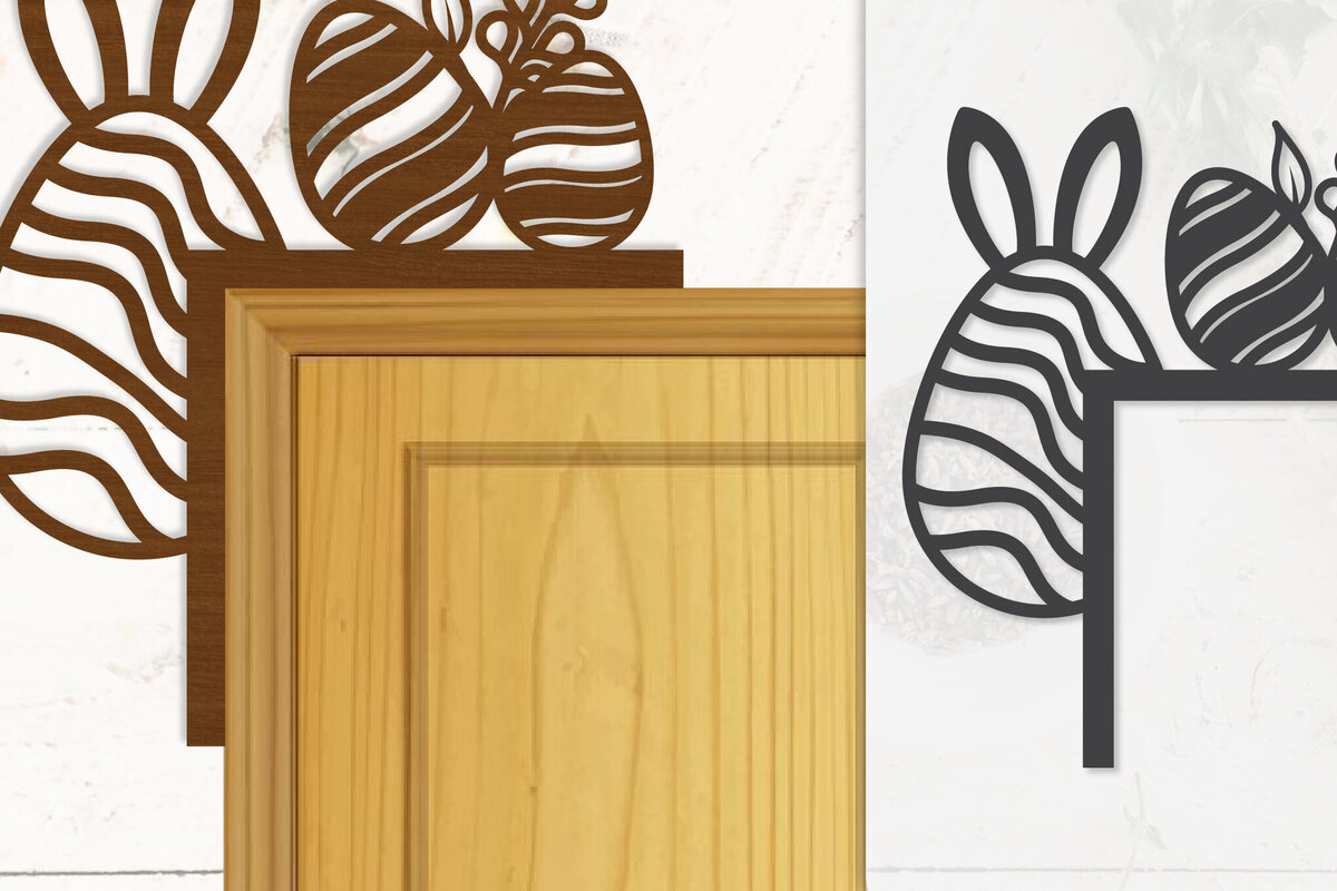 Intra απο ξύλο plywood  Χρώμα wenge 3mm-4mm πάχος - Γωνία πόρτας Καλό Πασχαλινό Αυγό Lasercut Δίασταση 20x20 cm INTRAFABR-100453115