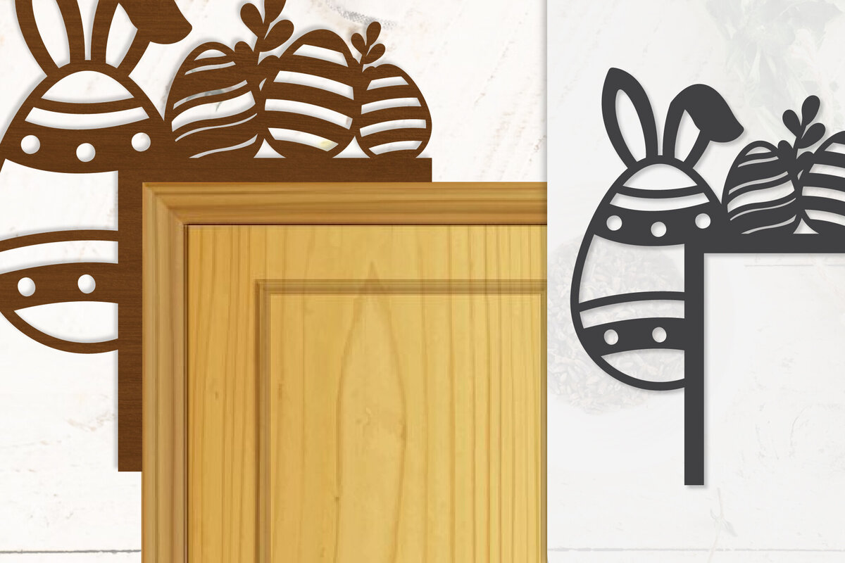 Intra απο ξύλο plywood  Χρώμα wenge 3mm-4mm πάχος - Γωνία πόρτας Καλό Πασχαλινό Αυγό Lasercut Δίασταση 20x20 cm INTRAFABR-100453138