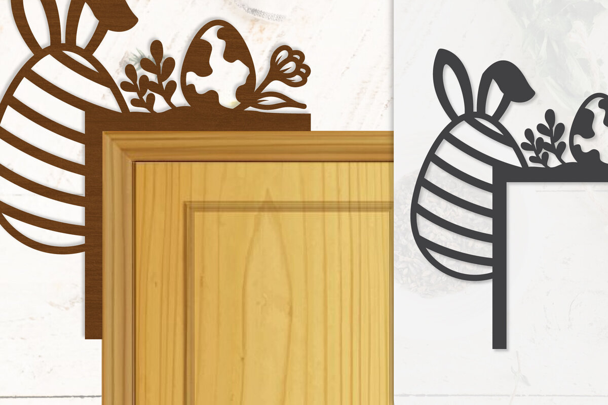 Intra απο ξύλο plywood  Χρώμα wenge 3mm-4mm πάχος - Γωνία πόρτας Καλό Πασχαλινό Αυγό Lasercut Δίασταση 20x20 cm INTRAFABR-100453162