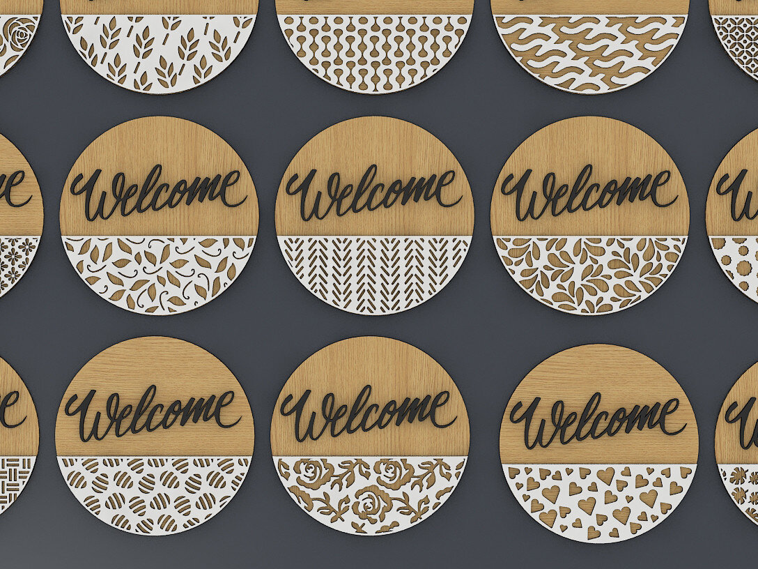 Intra απο ξύλο plywood  Χρώμα wenge 3mm-4mm πάχος - Αρχεία με μοτίβο λέιζερ πινακίδας πόρτας 264 Δίασταση 30x20 cm INTRAFABR-34540506