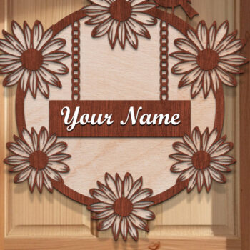 Intra απο ξύλο plywood  Χρώμα wenge 3mm-4mm πάχος - Ξύλινα στεφάνια πόρτας Σήμα κοπής με λέιζερ Δίασταση 30x20 cm INTRAFABR-33978682 - Image 1