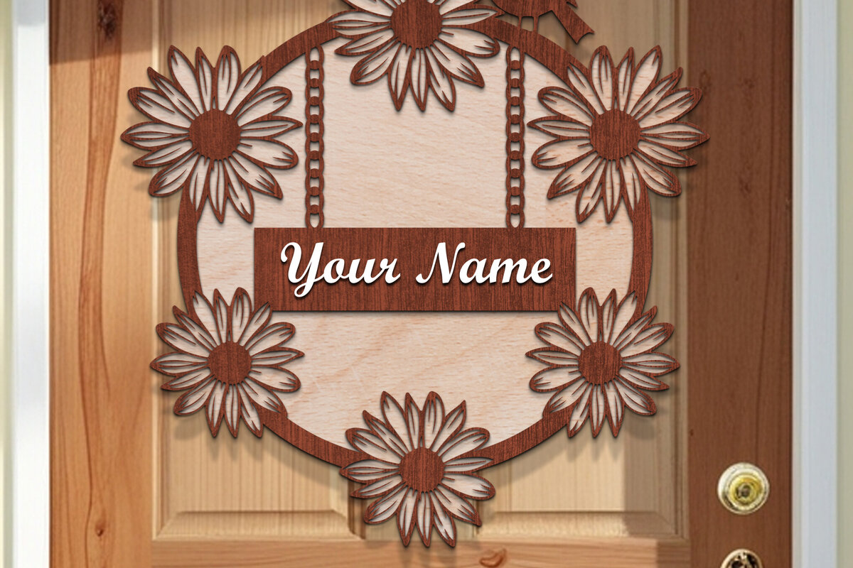 Intra απο ξύλο plywood  Χρώμα wenge 3mm-4mm πάχος - Ξύλινα στεφάνια πόρτας Σήμα κοπής με λέιζερ Δίασταση 30x20 cm INTRAFABR-33978682