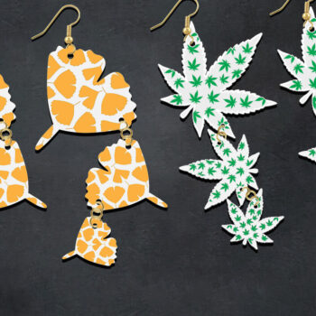 Intra απο ξύλο plywood  Χρώμα wenge 3mm-4mm πάχος - Σκουλαρίκια Dope Leaf Δίασταση 3x3 cm INTRAFABR-106234363 - Image 2