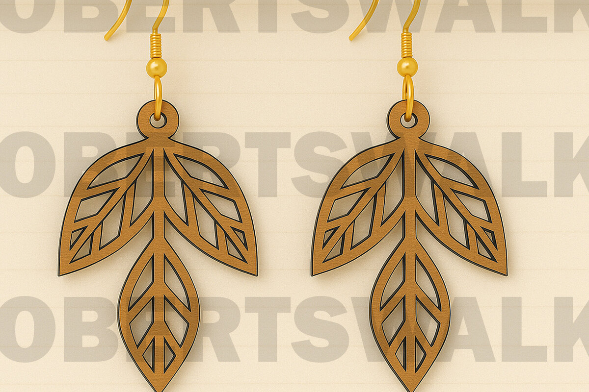 Intra απο ξύλο plywood  Χρώμα wenge 3mm-4mm πάχος - Σκουλαρίκια με διπλά φύλλα Δίασταση 3x3 cm INTRAFABR-39474567