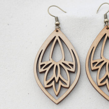 Intra απο ξύλο plywood Χρώμα wenge 3mm-4mm πάχος - Σκουλαρίκια Lotus με διπλό περίγραμμα Δίασταση 3x3 cm INTRAFABR-83310575 - Image 1