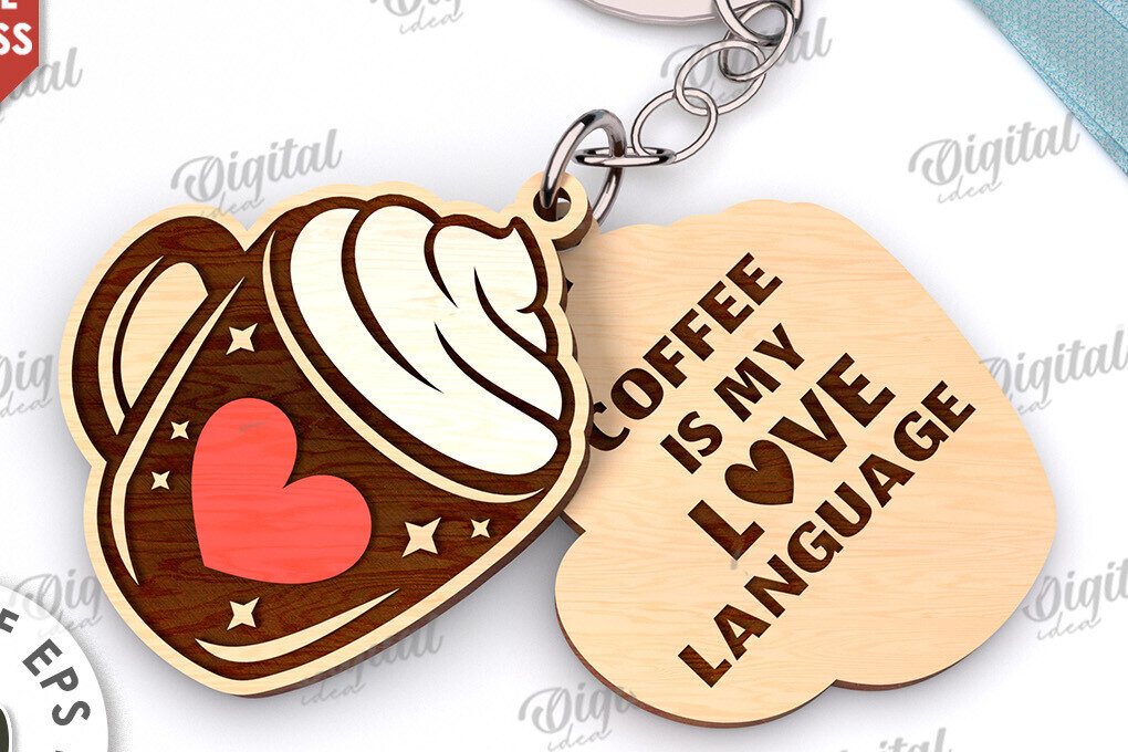 Intra απο ξύλο plywood  Χρώμα wenge 3mm-4mm πάχος - Κόψιμο με λέιζερ διπλό μπρελόκ Αγίου Βαλεντίνου Δίασταση 4x4 cm INTRAFABR-78023507