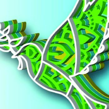 Intra απο ξύλο plywood Χρώμα wenge 3mm-4mm πάχος - Dove, 4 Layers, 3D Mandala Δίασταση 30x30 cm INTRAFABR-48430324 - Image 1