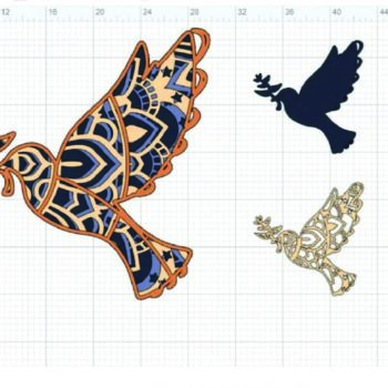 Intra απο ξύλο plywood Χρώμα wenge 3mm-4mm πάχος - Dove, 4 Layers, 3D Mandala Δίασταση 30x30 cm INTRAFABR-48430324 - Image 5