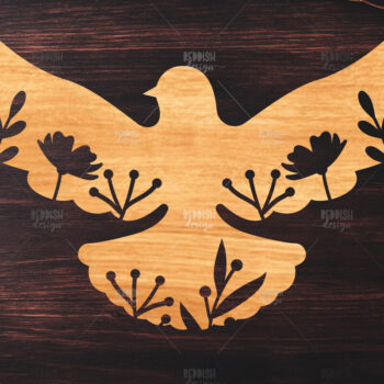 Intra απο ξύλο plywood  Χρώμα wenge 3mm-4mm πάχος - κοπής Dove Floral Laser Δίασταση 20x20 cm INTRAFABR-49423099 - Image 1