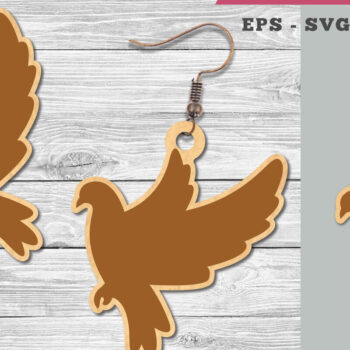 Intra απο ξύλο plywood  Χρώμα wenge 3mm-4mm πάχος - Σκουλαρίκια Dove Δίασταση 3x3 cm INTRAFABR-47911648 - Image 1