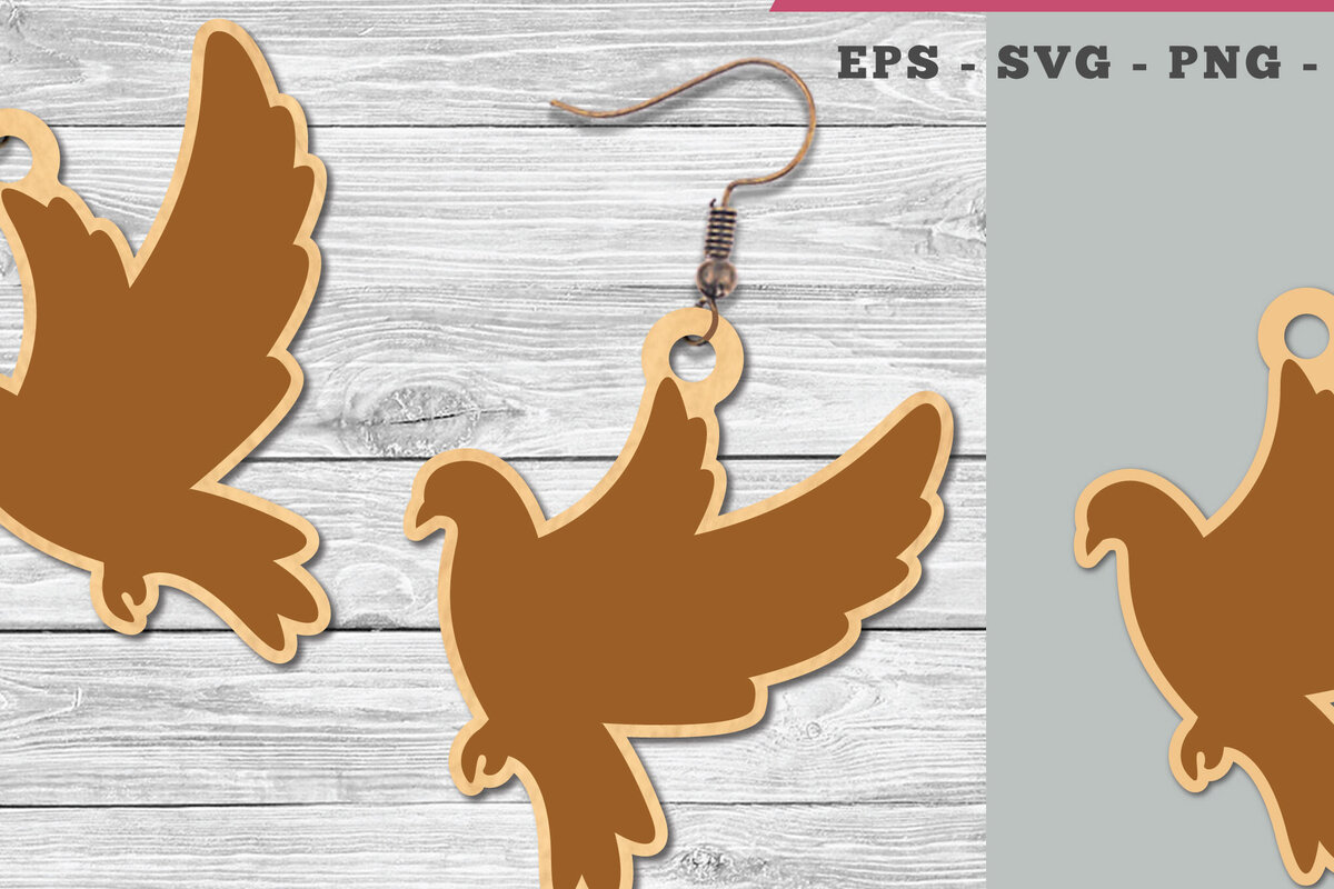 Intra απο ξύλο plywood  Χρώμα wenge 3mm-4mm πάχος - Σκουλαρίκια Dove Δίασταση 3x3 cm INTRAFABR-47911648