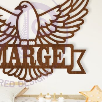 Intra απο ξύλο plywood  Χρώμα wenge 3mm-4mm πάχος - κοπής λέιζερ Sign Dove Name Δίασταση 30x20 cm INTRAFABR-48430292 - Image 1