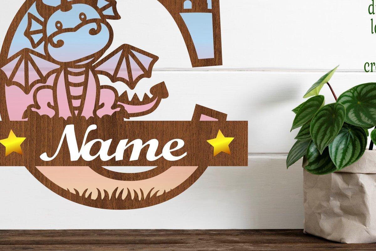 Intra απο ξύλο plywood  Χρώμα wenge 3mm-4mm πάχος - Μονόγραμμα με κεφαλαίο δράκο Γράμμα C Αποκοπή Δίασταση 30x20 cm INTRAFABR-50693921