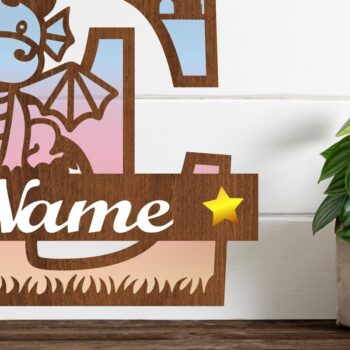 Intra απο ξύλο plywood  Χρώμα wenge 3mm-4mm πάχος - Δράκος κεφαλαίο μονόγραμμα Letter E Cut Δίασταση 30x20 cm INTRAFABR-44658329 - Image 1