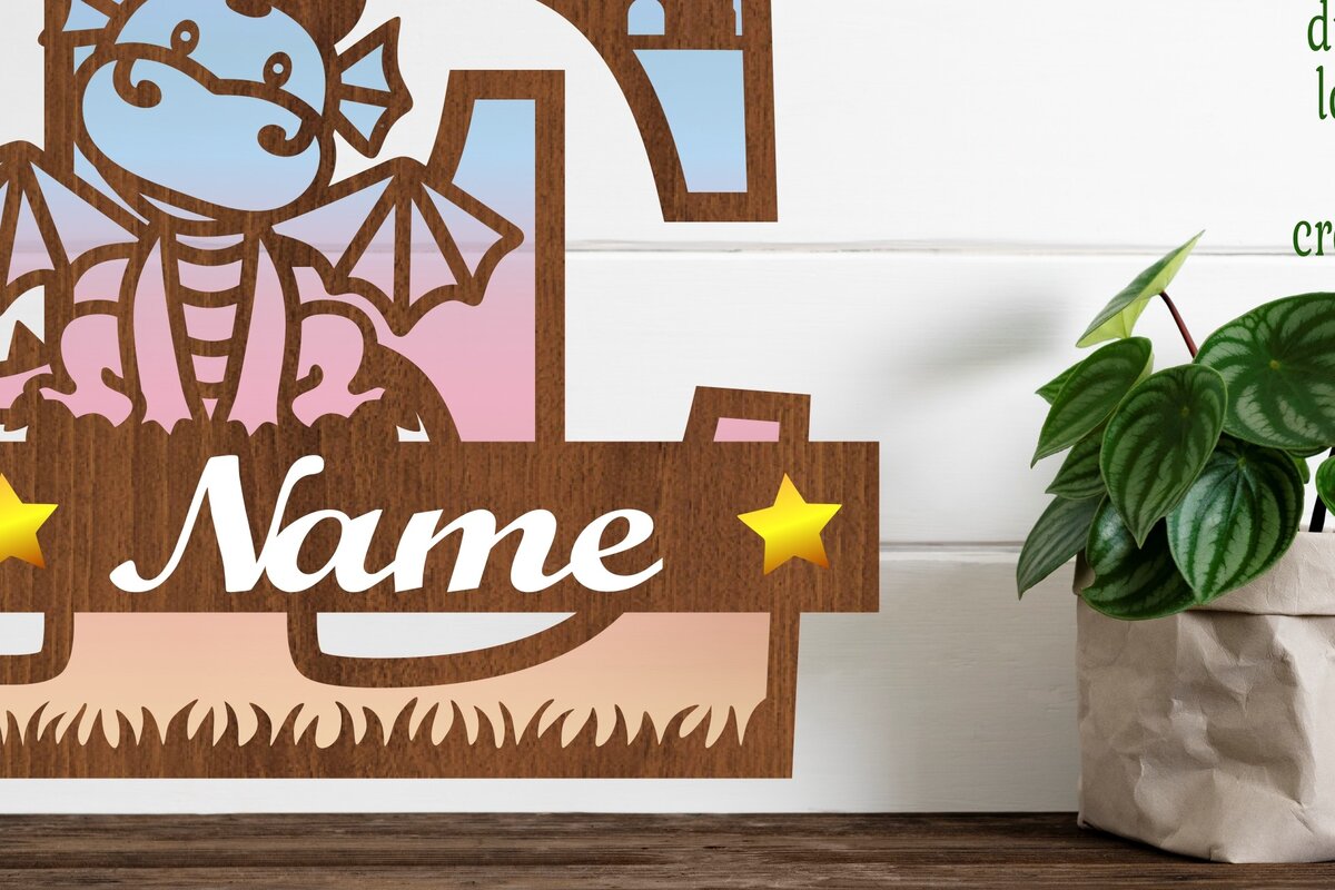 Intra απο ξύλο plywood  Χρώμα wenge 3mm-4mm πάχος - Δράκος κεφαλαίο μονόγραμμα Letter E Cut Δίασταση 30x20 cm INTRAFABR-44658329