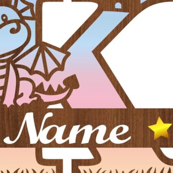 Intra απο ξύλο plywood  Χρώμα wenge 3mm-4mm πάχος - Μονόγραμμα με κεφαλαίο δράκο Γράμμα K Cut Δίασταση 30x20 cm INTRAFABR-40704202 - Image 3