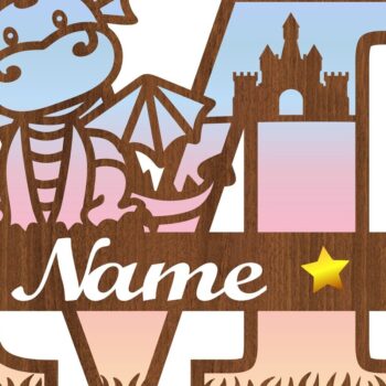 Intra απο ξύλο plywood  Χρώμα wenge 3mm-4mm πάχος - Δράκος κεφαλαίο μονόγραμμα Γράμμα M Cut Δίασταση 30x20 cm INTRAFABR-40966425 - Image 3