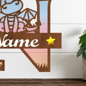 Intra απο ξύλο plywood  Χρώμα wenge 3mm-4mm πάχος - Δράκος κεφαλαίο μονόγραμμα Γράμμα N Cut Δίασταση 30x20 cm INTRAFABR-40966453 - Image 1