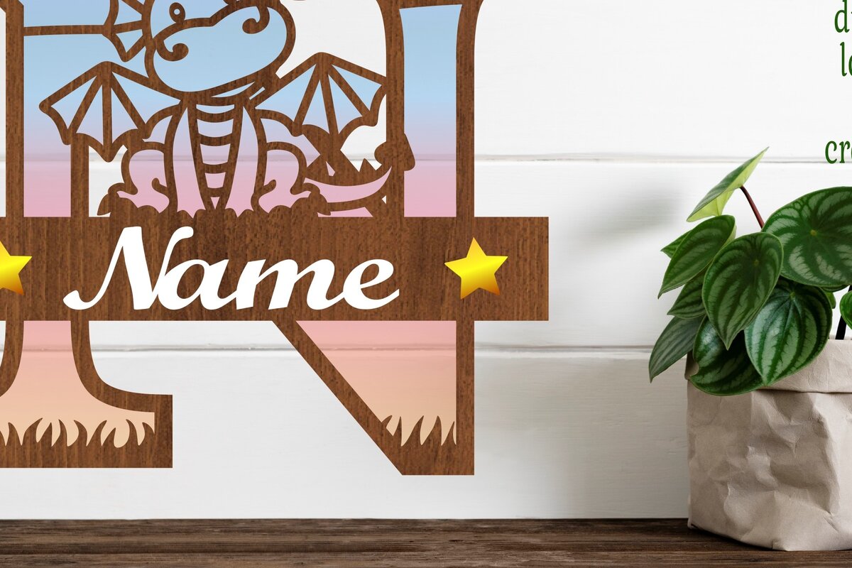 Intra απο ξύλο plywood  Χρώμα wenge 3mm-4mm πάχος - Δράκος κεφαλαίο μονόγραμμα Γράμμα N Cut Δίασταση 30x20 cm INTRAFABR-40966453