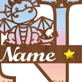 Intra απο ξύλο plywood  Χρώμα wenge 3mm-4mm πάχος - Δράκος κεφαλαίο μονόγραμμα Γράμμα N Cut Δίασταση 30x20 cm INTRAFABR-40966453 - Image 3