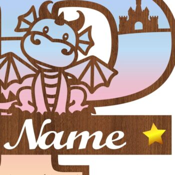 Intra απο ξύλο plywood  Χρώμα wenge 3mm-4mm πάχος - Δράκος κεφαλαίο μονόγραμμα Γράμμα P Αποκοπή Δίασταση 30x20 cm INTRAFABR-40966483 - Image 3