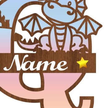 Intra απο ξύλο plywood  Χρώμα wenge 3mm-4mm πάχος - Δράκος κεφαλαίο μονόγραμμα Γράμμα Q Cut Δίασταση 30x20 cm INTRAFABR-40966410 - Image 3