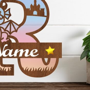 Intra απο ξύλο plywood  Χρώμα wenge 3mm-4mm πάχος - Μονόγραμμα με κεφαλαίο Dragon Letter R Cut Δίασταση 30x20 cm INTRAFABR-108175213 - Image 1